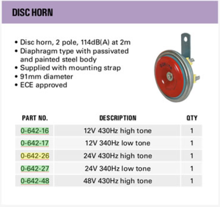 Durite Disc Horn 12 or 24v