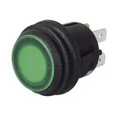 Switch Push/Push Green LED 12/24 volt