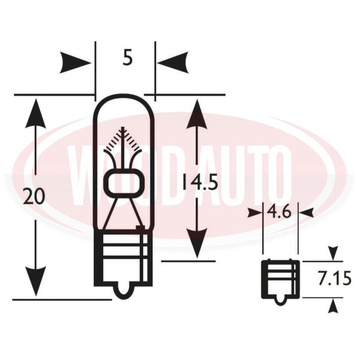 286 12V NON-HALOGEN BULB, 1.2W, W2X4.6D (PK10)