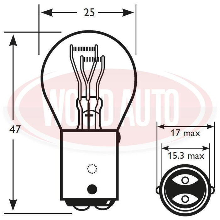 334 24V NON-HALOGEN BULB, 21/5W, BAY15D (PK10)