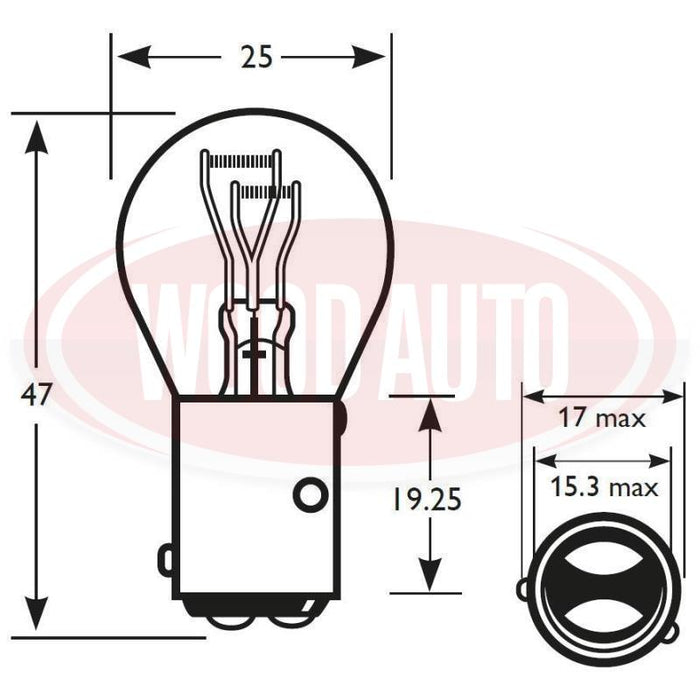 566A 24V NON-HALOGEN BULB, 21/4W, BAZ15d (PK10)