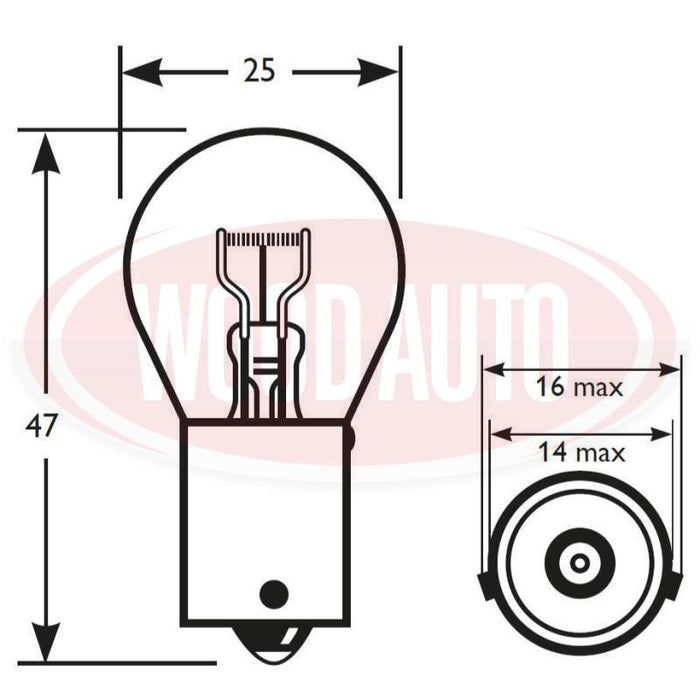 566A 24V NON-HALOGEN BULB, 21/4W, BAZ15d (PK10)