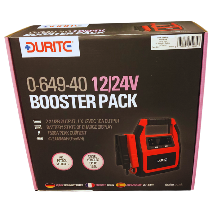 Durite High Power Jump Start Battery Charger and Power Pack - 0-649-40