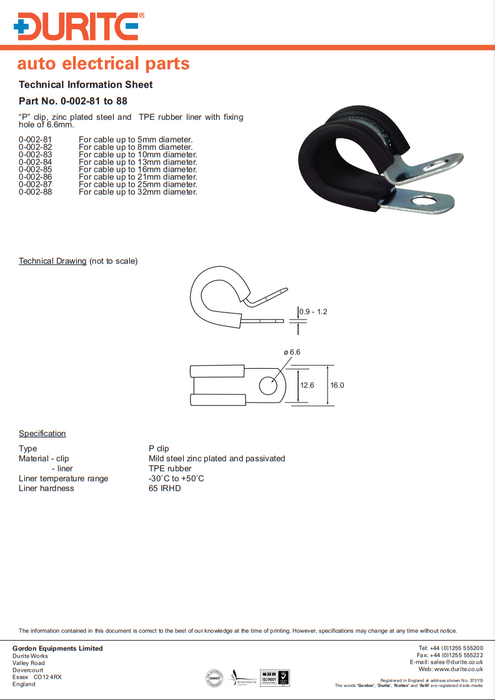 Cable Clip Steel/Rubber